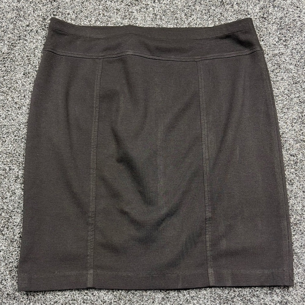 Ellen Tracy Skirt Women L Black Pencil Stretch Career Workwear Professional Slit